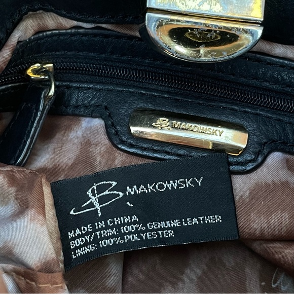 B.Makowsky “Jaimie” Black Pebble Leather  Convertible Shoulder/Crossbody Bag - Picture 10 of 12